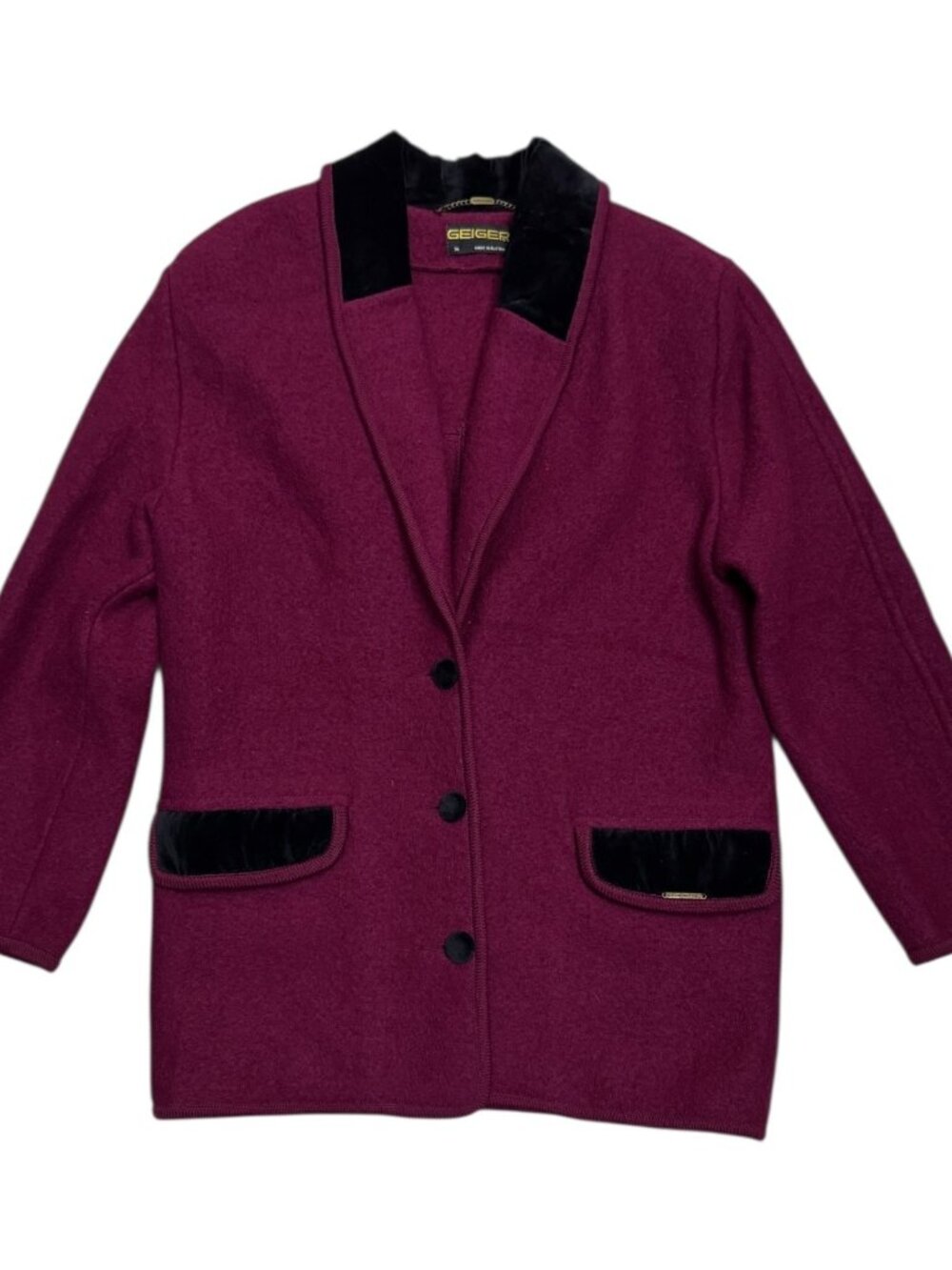 GEIGER Wool Luxury Designer Business Casual Red Winter Coat Womens Medium